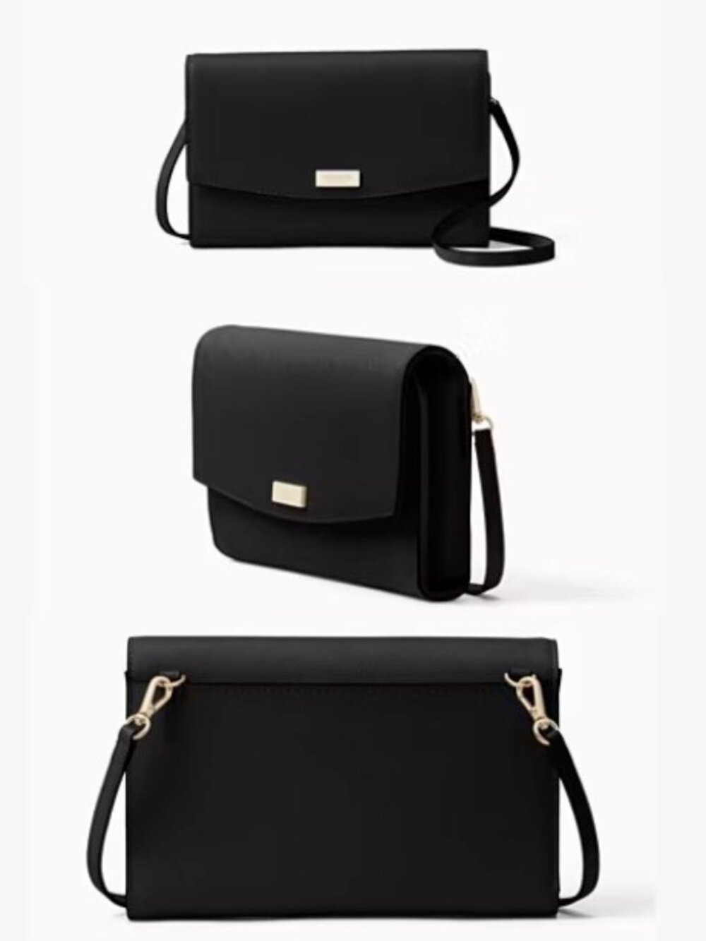KATE SPADE Laurel Way Winni Crossbody Wallet/Clutch Black Gold 4.7"x7.3"x1.2"